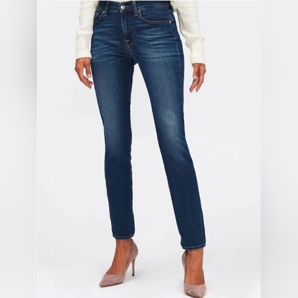 7 For All Mankind Blue Skinny Jeans Versatile Style